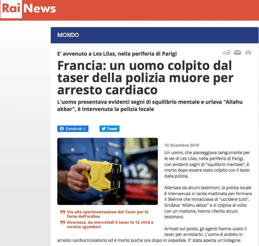Taser a Parigi